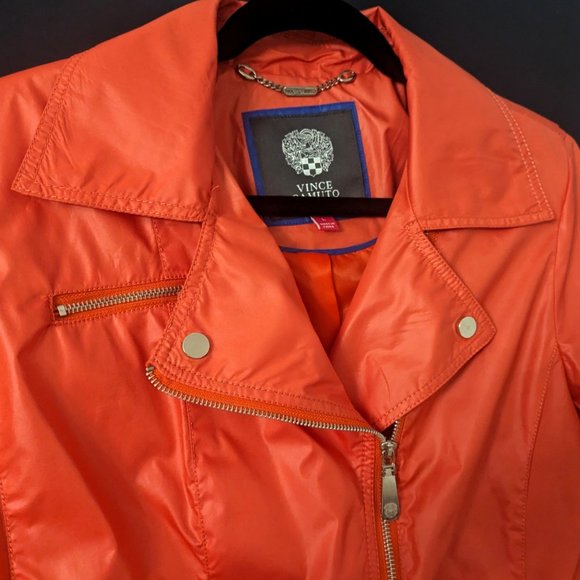Vince Camuto Orange Quilted Moto Jacket - Picture 5 of 10